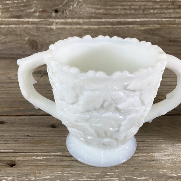 Westmoreland Bramble Maple Leaf Milk Glass Sugar and Creamer - Picture 5 of 10